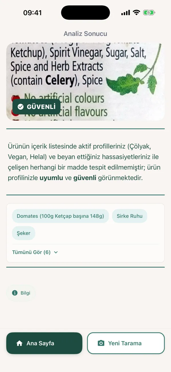 English Ketchup label — Vilu result screen